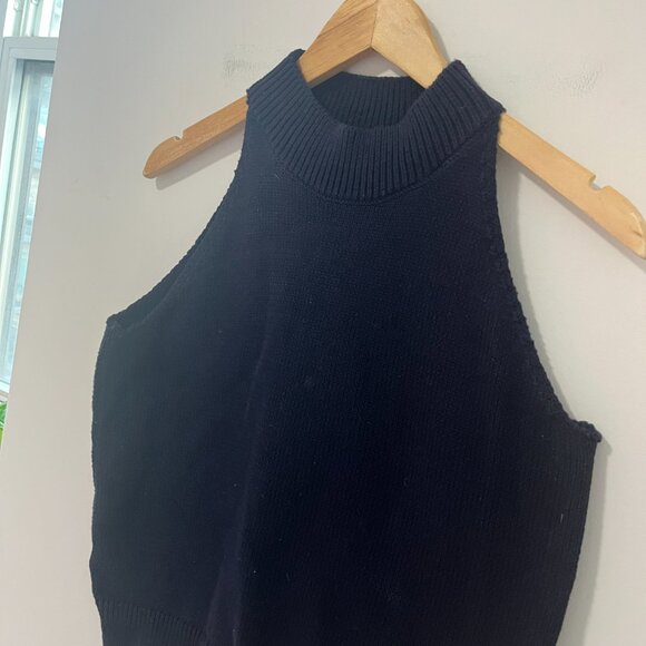 Ann Taylor Navy Blue Sleeveless Knit Sweater Size Medium - Picture 2 of 6